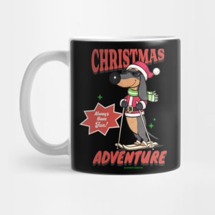 Funny Cute Christmas Doxie Dachshund Skiing Dog Mug